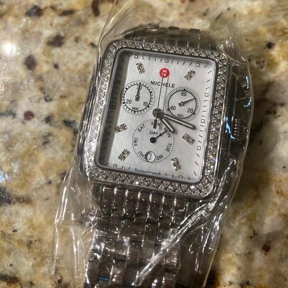 MICHELE Deco XL Stainless-Steel Diamond Watch - Picture 3 of 6